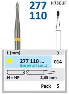 HORICO tvrdokovová fréza - vajíčko 1,4 mm