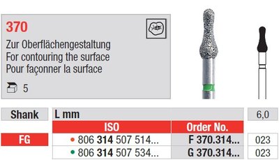Edenta 370 - diamantové nástroje, na kontúrovanie povrchu - 5 ks
