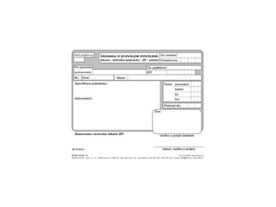 Žádanka o schválení výkonu - blok 100 listů