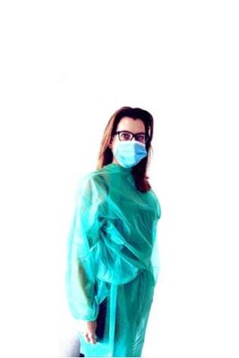 Fartuch niejałowy zielony wiązany z gumką, bez mankietu (Simple 20) Betatex