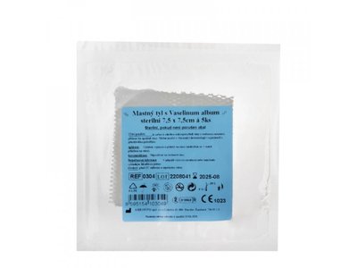 Tyl mastný Vaselinum album, sterilní 7,5 x 7,5 cm, 5 KS