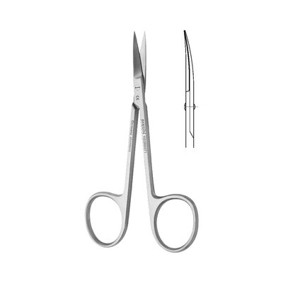 Nůžky oční zahnuté hrotnaté; 10,5 cm