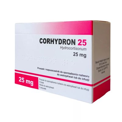 Corhydron 25 prosz.+rozp.d/sp roztw.d/wstrz.25mg 5fiol+5amp. Jelfa