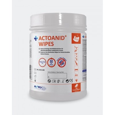 Actoanid Wipes, 100 Wipes - 15 x 24 cm (plochy - bez alkoholu)