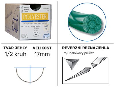 Polyester green 1/2 HS 17mm 75cm 4/0