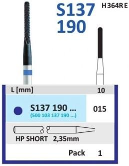 HORICO tvrdokovová fréza čierna - valček zaoblený 1,5 mm