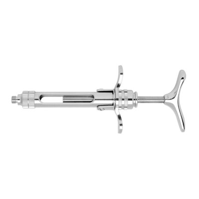 Stříkačka karpul. 2.2ml chrom metr.závit bez aspir