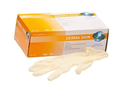 UNIGLOVES DERMA SKIN latexové vyšetřovací rukavice bez pudru, vel.XS