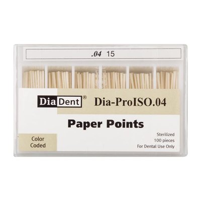 Papír.čepy DiaDent 015 kalibrované, kón. 4%