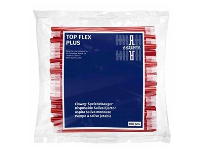 TOP FLEX jednorázové odsávací kanyly, 14,5cm, snímatelná čepička, červené, 100ks