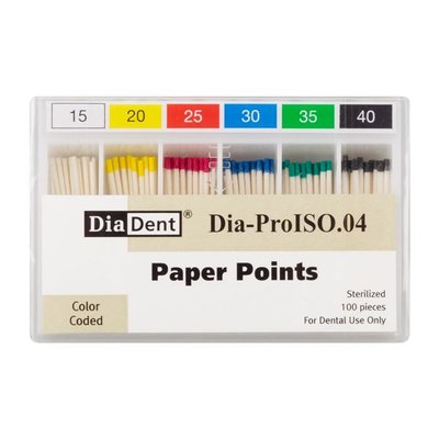 Papír.čepy DiaDent 15-40 kalibrované, kón. 4%