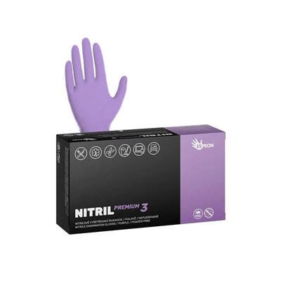 Nitrilové rukavice NITRIL PREMIUM3 vel.L 100 ks, nepudrované, fialové, 4.0 g