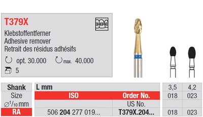 Edenta T379X - karbidové nástroje na odstraňovanie adhezív - 5 ks