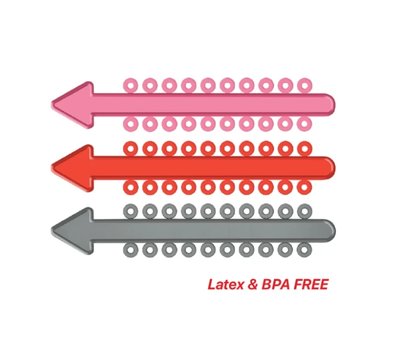 Ligatury elastyczne ortodontyczne – PEARL WATERMELON / PERŁOWY RÓŻOWOCZERWONY (Arbuzowy) 20 pałeczek po 50 ligatur (1000 sztuk) DYNAFLEX. D20 TIES -PEARL WATERMELON 1000 LIGATURES PER PACKAGE