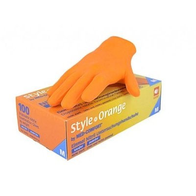 Vyšetřovací rukavice Style nitril, nepudrované, Orange, 100 ks - L