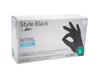 Ampri Style nitrilové rukavice bez pudru vel. L ČERNÉ 100 ks