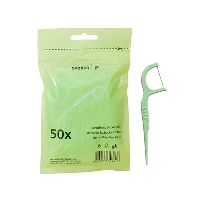 Dentální párátka s nití Spokar - plastová, sáček 50 ks