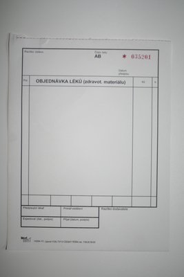 Objednávka léků (zdravot. materiálu) NCR, propisovací blok