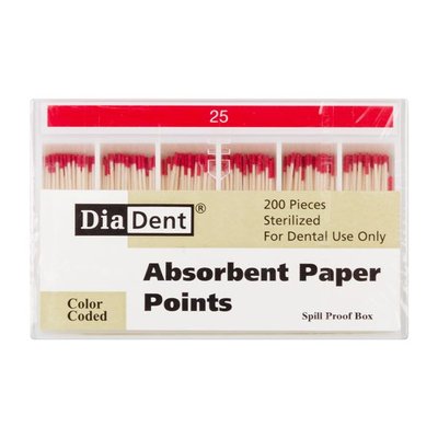 Papír.čepy DiaDent 025 kalibrované, kón. 2%