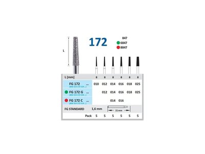 HORICO brousek diamantovaný - kónus, FG172 - Parameter_0: G - hrubá, Parameter_1: Průměr 2,5mm (025)
