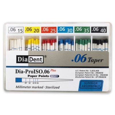 Papírové čepy Diadent vel.15-40, kon.6, 100 ks