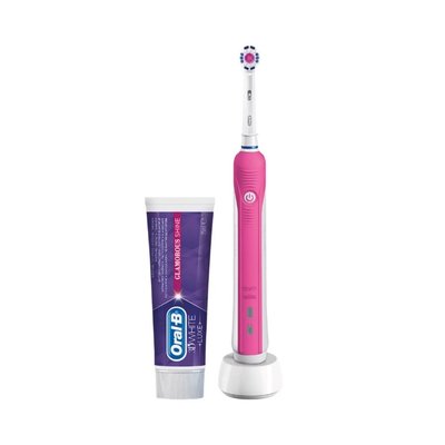 Braun Oral-B PRO 750 3D White PINK + zubní pasta Oral-B Glamorous Shine