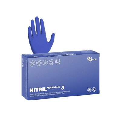Nitrilové rukavice NITRIL MOISTCARE3 vel.XS 100 ks, nepudrované, tmavě modré, 3.4 g