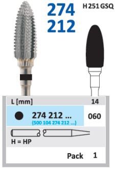 HORICO tvrdokovová fréza - vajíčko 6,0 mm