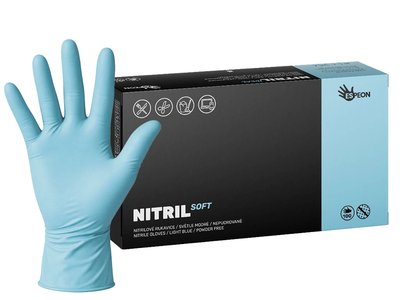 Nitrilové rukavice NITRIL SOFT 100 ks, nepudrované, světle modré, 3.0 g - Velikost: M