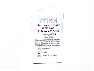 Kompresy gazowe 7,5x7,5cm 100szt. Trans-Med 13n 8w niejałowe