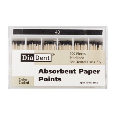 Papír.čepy DiaDent 040 kalibrované, kón. 2%