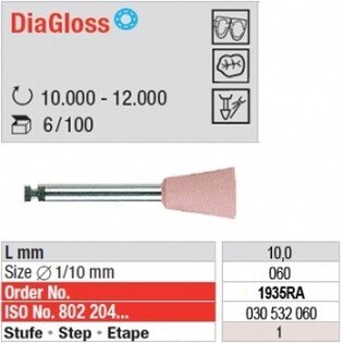 Gumki do kompozytów Edenta DiaGloss 1935RA różowe, kielich wąski długi na kątnicę, impregnowane diamentem, 1 sztuka