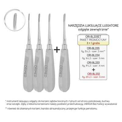 NARZĘDZIA LUKSUJĄCE LUSSATORE - odgięte - PAKIET PROMOCYJNY 4 narzędzi