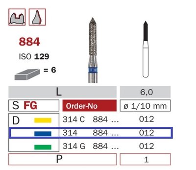 Diaswiss 884 modrá, 6ks/balení - 012 mm