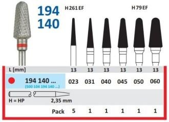 HORICO tvrdokovová fréza - kónus zaoblený 2,3 mm