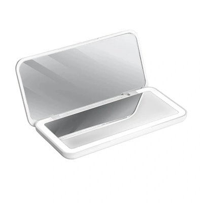 Kapesní kosmetické zrcátko s LED světlem, bílé