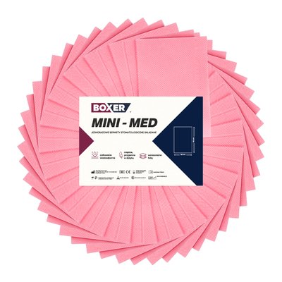 Serwety cięte składane MINI-MED 400 szt. Boxer - Różowe