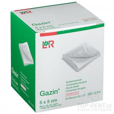 LR Gazin gázové kompresy 5x5 cm (sterilní), 50ks