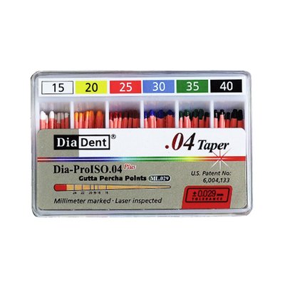 DiaDent Gutaperčové Čepy Dia-Pro ML.029 04Taper Soriment ISO15-40 60ks