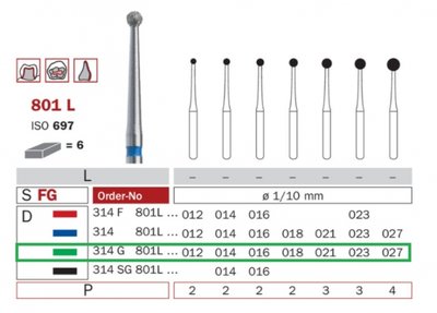 Diaswiss 801L zelená, 6ks/balení - 016 mm