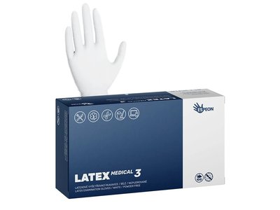 Latexové rukavice LATEX MEDICAL3 100 ks, nepudrované, bílé, 5.6 g