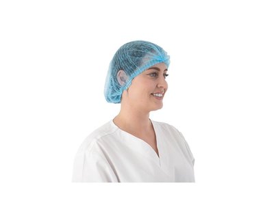 Čepice z netkané textilie, CLIP, 100 ks, modrá - Velikost: L (53 cm)