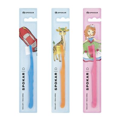Dětský zubní kartáček Spokar D, extra soft, 1 ks - Modrá