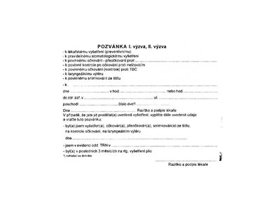 Pozvánka k lékaři - 100 ks