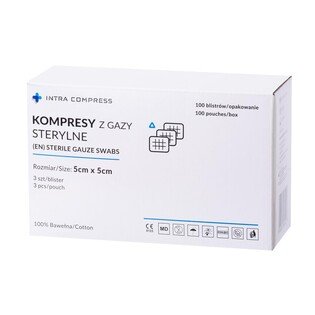 Kompresy jałowe 5x5cm 100X3szt INTRA-MED 17n 8w (saszetka PP/ Peel-Pack)