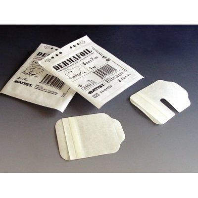 Fixace průhledná PU film Dermafoil 6 x 7 cm I.V. sterilní s výřezem - 100 ks