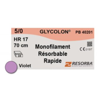 ŠITÍ Resorba Glycolon violet, vstřebatelné EP 1 USP 5/0 HR17 1x70cm 24 ks