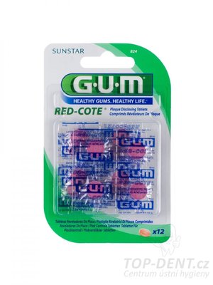 GUM Red Cote tablety pro indikaci zubního plaku, 12 ks