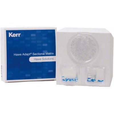 Hawe Neos Blue Adapt sekční matrice, 6,5 mm, mírné zakřivení, 100 ks plastové, 100 ks svorek
