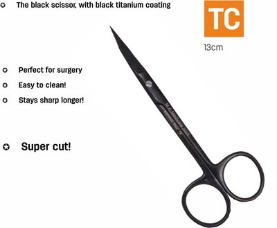 Nůžky Goldman Fox TC 13cm zahnuté černé titanové